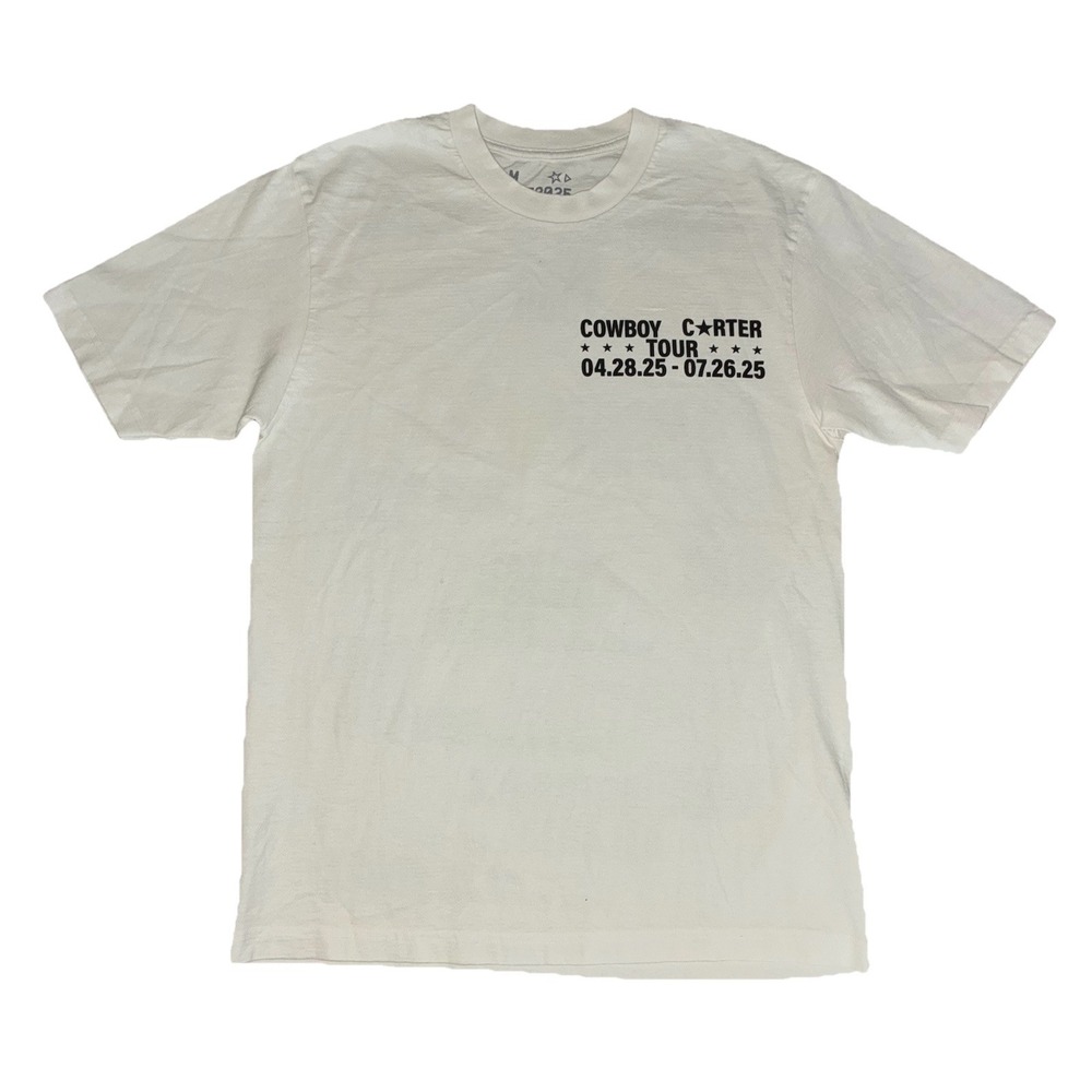 Beyonce CCT Official Tour Tee M White Cowboy Carter Tour‎ 2025 Merch NEW *hole